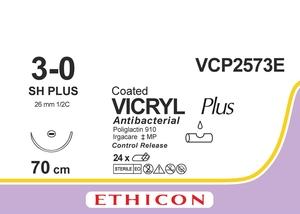 VICRYL PLUS фіолетовий 4X70см M2 USP3/0 одна голка SH PLUS Control Release, тип колюча Taper Point, 26мм, 1/2 кола